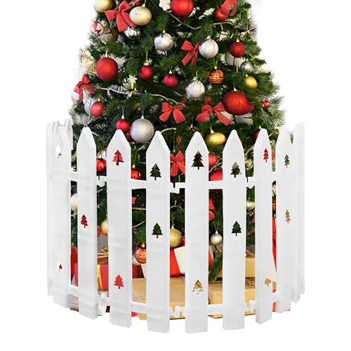 40cm großer Zaun für den Weihnachtsbaum,24 Stück Weißer Lattenzaun für den Weihnachtsbaum,Weihnachtsbaumzaun Kunststoff für Haustiere,Weihnachtsbaumzaun für Kinder,Bastelnde Weihnachtsbaummuster