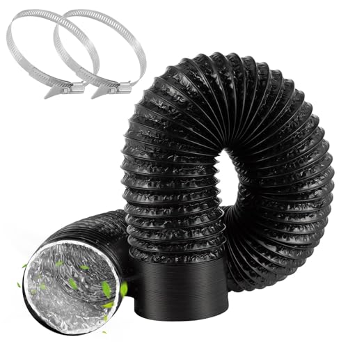 TAIHOBO Abluftschlauch 100mm Länge 2m, Flexibel Abluftrohr 100mm, PVC Alurohr Lüftungsrohr 100mm mit 2 Schlauchschelle Edelstahl, Abluftschlauch Trockner für Klimaanlage Abzugshaube Belüftungssystem