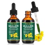 Mullein Tropfen Königskerze Extrakt, Mullein Leaf Extract Drops, Natürliche Königskerzenblatt Königskerze Tropfen mit Chlorophyll zur Lungenreinigung, Schnelle Absorption, Vegetarisch, 60ml, 2er Pack