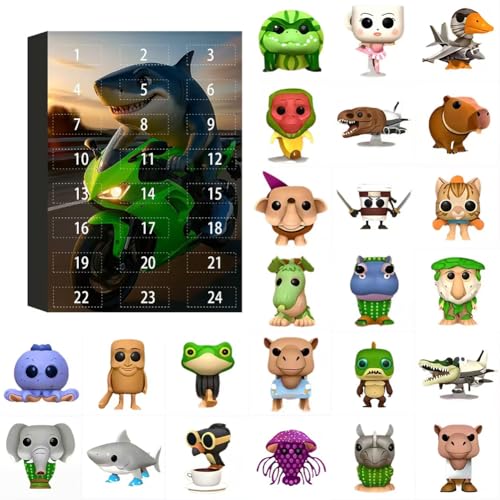 Introti Tung Tung Tung Sahur Adventskalender, Tralalero Tralala Figur Spielzeug, 24 Tage Tung Tung Tung Sahur Figur Countdown Kalender Sammlung Dekoration Geschenke