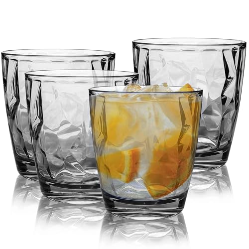AstraLoom Vielseitiges 310 ml Campingglas-Set aus bruchsicherem Kunststoff, spülmaschinenfest, stapelbar, für Wasser, Saft und Wein, ideal für Familienessen, Partys und Picknicks (Grau transparent)