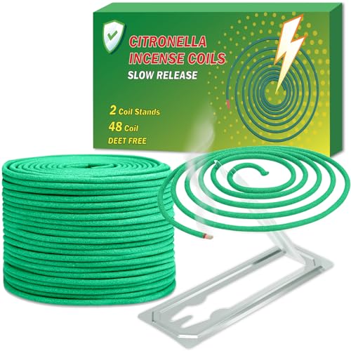 Mückenspirale - Citronella Räucherspirale, Räucherstäbchen Gegen Mücken für Mückenschutz Mückenabwehr Moskitoschutz Outdoor Camping Terrasse, 48 Spiralen Anti Mücken Spirale (24x2) mit Halterung