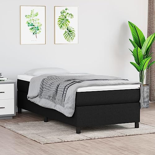 ULUYYUC Boxspringbett, Bodenbett Gästebett Palettenbett Doppelbett/Einzelbett Geeignet für Arbeitszimmer Wohnzimmer Zimmer Mieten Wohnbereich Schwarz 100x200 cm Stoff