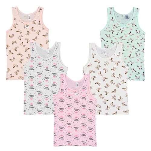 SAMILY Unterhemden Mädchen Baumwolle 5er Pack Tanktop Unterwäsche Gr. 110/116, 5-6 Jahre