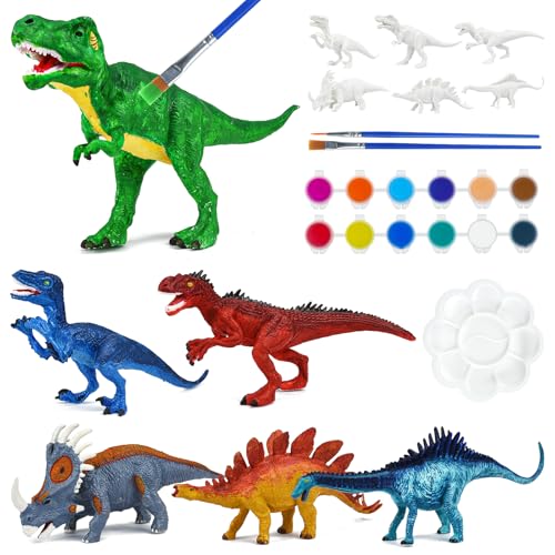 FGZU Dinosaurier Malerei Kit - Kunst und Handwerk für Kinder im Alter von 3-10, 6 Pack DIY Dinosaurier Spielzeug Handwerk Kits - kreative Geschenke für Jungen Mädchen Alter 3 4 5 6 7 8 Jahre alt (6)