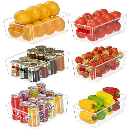 GoMaihe Kühlschrank Organizer Set BPA-Frei: 6er(3 große/3 mittlere) Spülmaschinenfest Durchsichtig Fridge Organizer