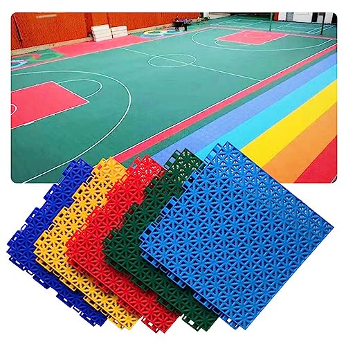 QUSYZD 25 cm PP-Modular-Ineinander greifende Bodenfliesen, rutschfeste und verschleißfeste Sportbodenmatten für den Innen- und Außenbereich mit Drainagelöchern, Rot, 10 St,Red-10PCS