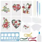 WEBEEDY 20 Set DIY Valentine'S Day Paper Quilling Kit Für Erwachsene 5 Stile LOVE Herz Blume Grußkarten Bastelset Mit Papier Quilling Streifen Werkzeug Und Anleitungstutorial Valentinstag Geschenke