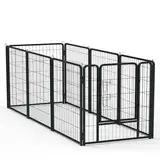 VANCHEMO Freilaufgehege Hund 8-teilig Welpenlaufstall Hundelaufstall 80cm hoch Hundezaun mit Türen Freigehege für Innen und Outdoor Tierlaufstall Hunde(8 Gitterplatten je 80 x 80 cm)