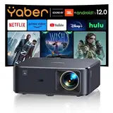 Videoprojektor 4K mit JBL Sound, YABER Videoprojektor unterstützt Google TV 11.0, WiFi 6 und Bluetooth, tragbarer Videoprojektor 800ANSI, 2 x 10 W Lautsprecher, Full-HD 1080P, Auto Fokus/Keystone