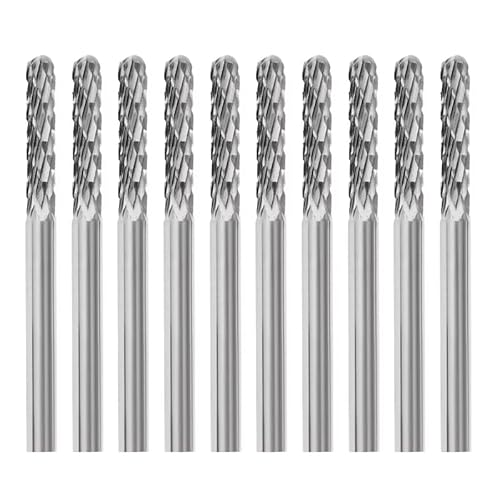 Hartmetall Frässtifte Set, 10 Stück Typ C Doppelschnitt-Frässtifte mit 3mm Schaft Frässtifte für Metall, Schneidschleifer, Metallschnitzen, Polieren, Gravieren, Fräser-Bit-Set