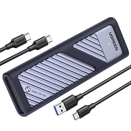 UGREEN M2 SSD Gehäuse USB 3.2 Gen 2 10 Gbps Aluminium NVMe Gehäuse mit Kühlkissen für NVMe PCIe SSD M-Key/ M&B Key in 2280/2242/2230/2260, kompatibel mit 980 / 990 PRO / P3 Plus usw.