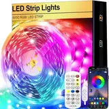 FOLAI Led Strip 2m, Bluetooth Music Sync, Timer-Einstellung RGB LED Streifen, Farbwechsel Led Lichterkette mit Fernbedienung Leiste Band für Schrankdeko, Party, Zuhause, Schlafzimmer, Dimmbar (2M)