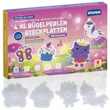 Smowo® 10mm Bügelperlen Platten Märchenwelt - Set mit 4 Steckplatten und Vorlagen - Einhorn, Prinzessin, Schmetterling, Cupcake - Große Stiftplatten für Kinder ab 3 Jahre