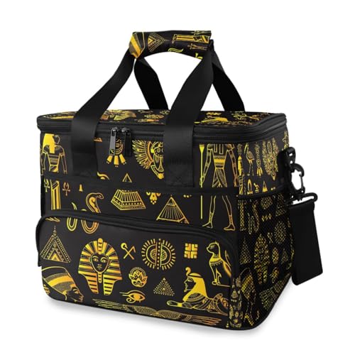 Kühltasche mit Azteken-Motiv, indisches ägyptisches Gold, isolierte Picknicktasche, große Lunchbox, wiederverwendbare Tragetasche, weiche Seiten, tragbar, Strandkühler, Lebensmittelgeschäft, Camping,