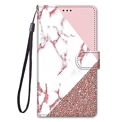 TTVV Miagon Full Body Flip PU Leder Schutzhülle für Samsung Galaxy M53 5G,Bunt Muster Hülle Brieftasche Case Cover Ständer mit Kartenfächer,Marmor