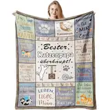 Geschenk für Katzenliebhaber Mann, Katzenpapa Geschenk Decke 150x130CM, Katzengeschenke für Papa Vater Katzenbesitzer Geburtstag Vatertagsgeschenk für Katzenpapa Papa Geschenk von Tochter Sohn