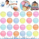Glovios 24PCS Wiederverwendbare wasserbomben,selbstdichtende Silikon-Wasserbälle,Schnell befüllbare weiche,Spritzbälle für Wasserkämpfe,Wasserspielzeug für Kinder,Wasserkampfspiel für Sommer (24PCS)