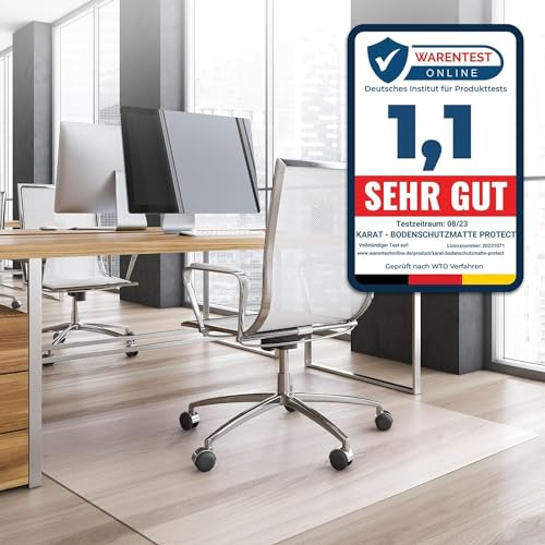 Office Marshal Bodenschutzmatte in Trendfarben | 114 x 150 cm für Hartböden | ohne schädliche Weichmacher und PVC | Größe und viele Farben zur Auswahl (Semi-transparent/Milchig)