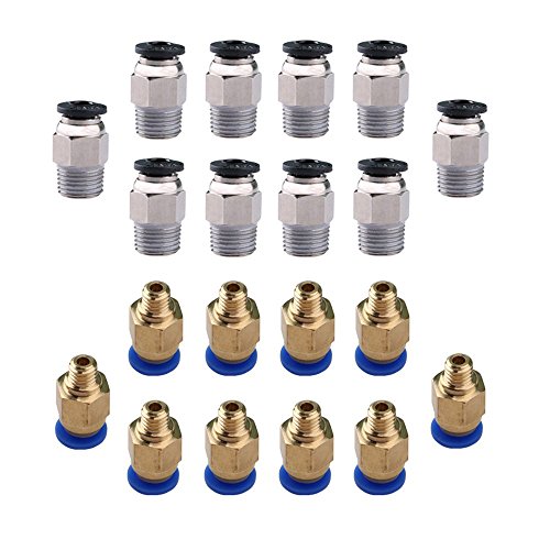 CESFONJER 10 PCS E3D V6/ PC4-M10 Stecker gerade Pneumatik PTFE Tube Push In Quick Fitting-Anschluss, 10 PCS 1.75mm 3D Drucker PC4-M6 Push in PTFE-Schlauch Tube pneumatische Steckanschlüsse.