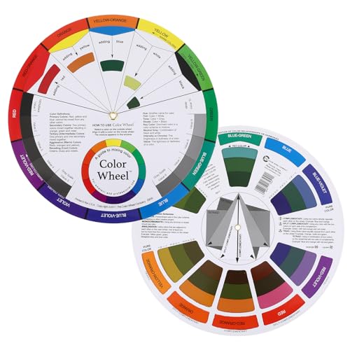 Amabro Farbabstimmungsrad, Farbmischanleitung Palette Farbrad rotierende Mischfarbkarte für Nagellack Make up Schule Büro Kunsttafel Klasse Unterricht Malerei Zeichenwerkzeug(A)