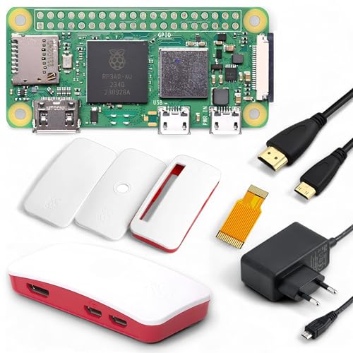 Raspberry Pi Zero 2 W Starter-Set | 5.1V 2.5A Netzteil | Gehäuse mit 3 Abdeckungen | Micro HDMI Adapter | Raspberry Pi Zero 2 W