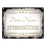 Sterneküche Metallschild - personalisiert mit deinem Namen - als schöne Dekoration für Deine Küche oder als Geschenk für eine Gute Köchin wie Mama oder Oma um zu Zeigen wie lecker das Essen ist