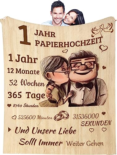 AOKILE Kuscheldecke An Meine Frau Mann, 1. Hochzeitstag Geschenk für Frauen Männer,Flauschige Fleecedecke Geburtstagsgeschenk Hochzeitsgeschenk Geschenkideen