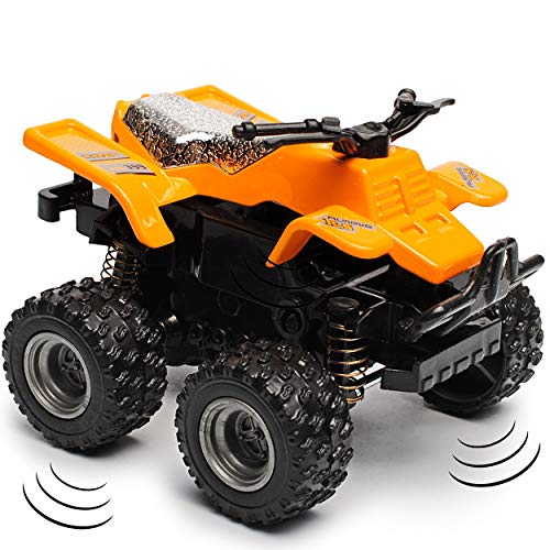 alles-meine.de GmbH Schwungrad Antrieb - Quad/ATV - orange - 2. Wahl - zum Aufziehen & Fahren - bewegliche Räder - aus Metall & Kunststoff - Spielzeugquad - Auto/Aufziehfahrz..