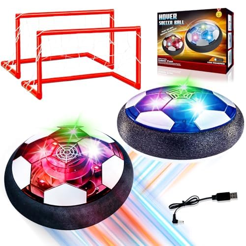 Hover Soccer Ball Toys for 3-14 Year Old Boys Girls, Indoor and Outdoor Creative Toys for Toddlers, Christmas Birthday Gifts for 3 4 5 6 7 8-14 Year Old Children's with 2 Goals and Nets,Blue+Black