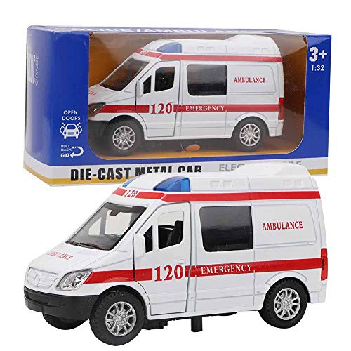 Krankenwagen, 1:32 Mini Legierung Auto Spielzeug Simulation Modellfahrzeug mit Ton und Licht pädagogisches für Kinder über 3 Jahre alt(rot)