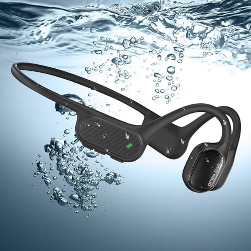 BNARQP knochenschall kopfhörer Bluetooth 5.3 IP68 wasserdichte kopfhörer Schwimmen mit Mikrofon Bone Conduction Headphones Kopfhörer mit MP3 Player 32GB für Laufen, Radfahren, Schwimmen