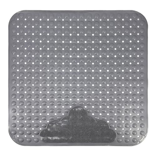 INCETUE Duschmatte rutschfest, 80x80cm Antirutschmatte Dusche mit Saugnäpfen, Anti Rutsch Dusch Matte, Duscheinlage rutschfeste für Kinder und Alten, Grau