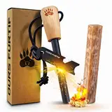 Survival Feuerstein - Feuerstahl XL 10mm - Über 15 000 Anwendungen - Hochwertiges Ferrocerium - Feuerstarter mit Feueranzünder Set für Outdoor, Bushcraft