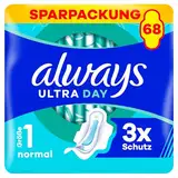 Always Ultra Day Damenbinden Normal (Größe 1) Mit Flügeln 68 Stück, Super Saugfähig Und Ultra Dünn, Für Die Periode