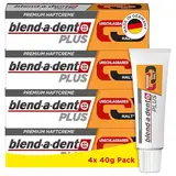 Blend-a-dent Plus Unschlagbarer Halt Premium Haftcreme, für Voll- und Teilprothesen, Geschmacksneutral, Made in Germany, 4x 40g Pack