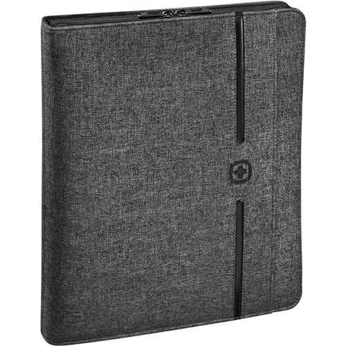 WENGER Affiliate Schreibmappe mit 10 Zoll Tabletfach, Ringhefter, A4-Notizbuch, Padfolio mit Business-Organizer, Damen Herren, Büro Business-Reisen Uni, Grau (Alloy), 601360