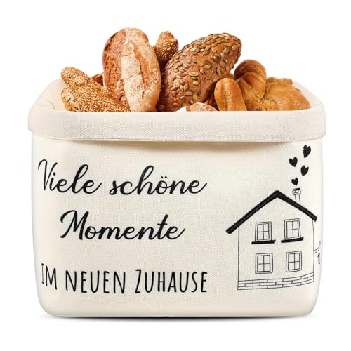Brotkorb Stoff, Einzugsgeschenk Geschenk zum Umzug Oder Auszug Brötchenkorb Neue Wohnung Geschenke, Stoffbrotkorb Brottasche Kreativer Brotkorb Durchmesser 38 cm (Weiß)