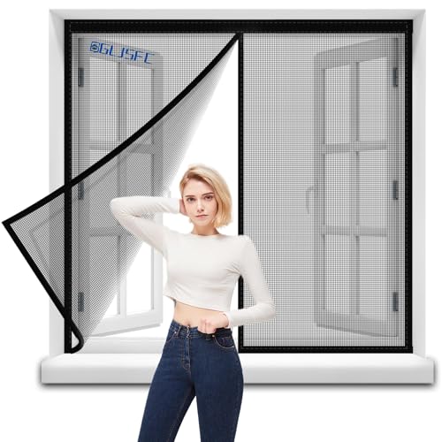 Magnet Fliegengitter Fenster BalkonFenster, 120x120cm Fliegengitter Tür Dachfenster Insektenschutz Ohne Bohren für Balkontür Küche Wohnzimmer Terrassentür Schwarz