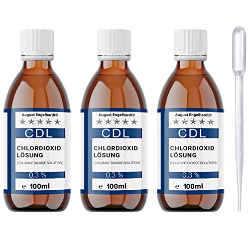 3X 100ml Chlordioxid-Lösung 0,3% – CDL/CDs in Braunglasflasche & HD-PE Pipette zum Tropfen