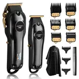 SUPRENT Haarschneidemaschine Professionelle und Trimmer- Haarschneider Set für Herren Zero Gap, Kabelloses Friseur Haarschneidemaschine Profi mit LED-Display (Schwarz)