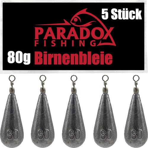 Paradox Fishing Birnenblei Set 5X 80g I Blei Angeln Grundblei Blei Angel Gewichte Angeln Angelzubehör Birnenblei Angel Bleie Set