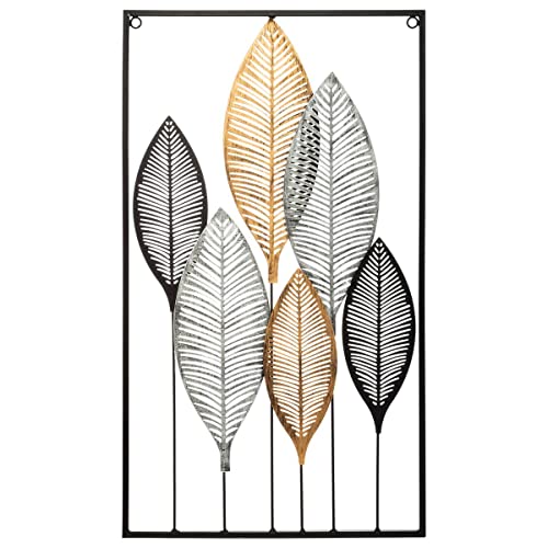 Atmosphera - Wanddekoration "Blätter" - Metall 37 x 65 cm - Mehrfarbig