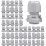 Gebildet 50Stücke PG7 Kabelverschraubung, IP68 wasserdichte Kabelverschraubungen mit Gegenmutter Kunststoff M12 x 1.5, Kabelsteckverbinder Verstellbare, Kabelverschraubungen Gelenke (Weiß)