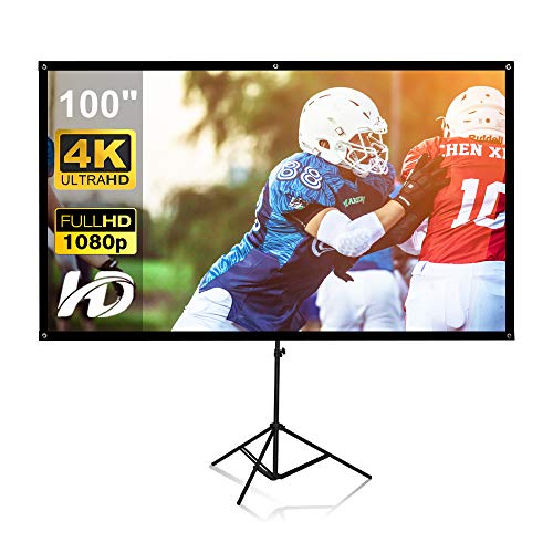 Projektor-Leinwand mit Ständer, 354 cm (100 Zoll), tragbare Projektions-Leinwand 16:9, 4K HD, für den Innen- und Außenbereich, Heimkino, Gartenkino