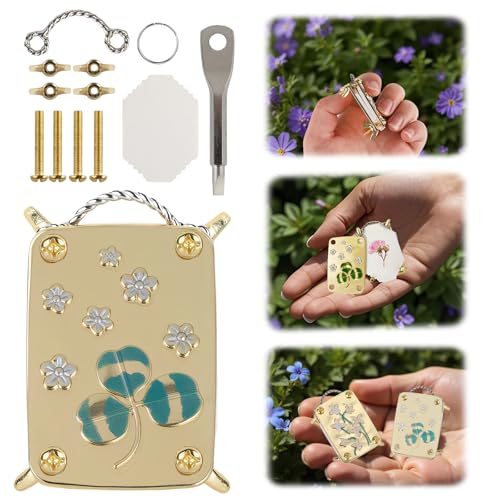 YELKOEYN Mikro Blumenpresse Set - Mini Blumenpresse Kinder, Pflanzenpresse, Metallpressen für Pflanzen, Kunst und Handwerk, DIY gepresste Pflanzenkonservierungs Set für Kinder Erwachsene (Leaf)