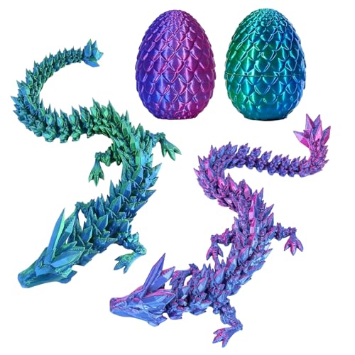 SFSSHUI 2 Stück Drache mit beweglichen,Beweglicher Drachen,Drachen Figuren Drachenei,3D Dracheneier Wohnkultur,Oster Spielzeug,Desktop Dekoration,Autodekoration.