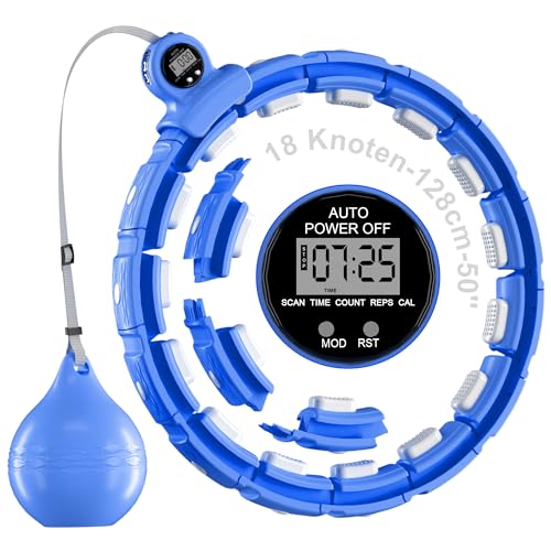 Sonkoloro Smart Weighted Hula Hoop for Adult Weight Loss with Body Tape Measure Attachment (Blue)