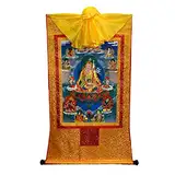 Handgemachte tibetische Thangka Wandteppich Padmasambhava buddhistischen Thangka Brokat für Zen Home Decor Meditation (Color : Gold, Size : S)