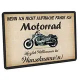 Crealuxe Fussmatte 'Wunschtext/Wunschname Wenn ich Nicht aufmache - Motorrad' personalisiert, Fußabtreter, Fußabstreifer für die Haustür, Fußmatte rutschfest